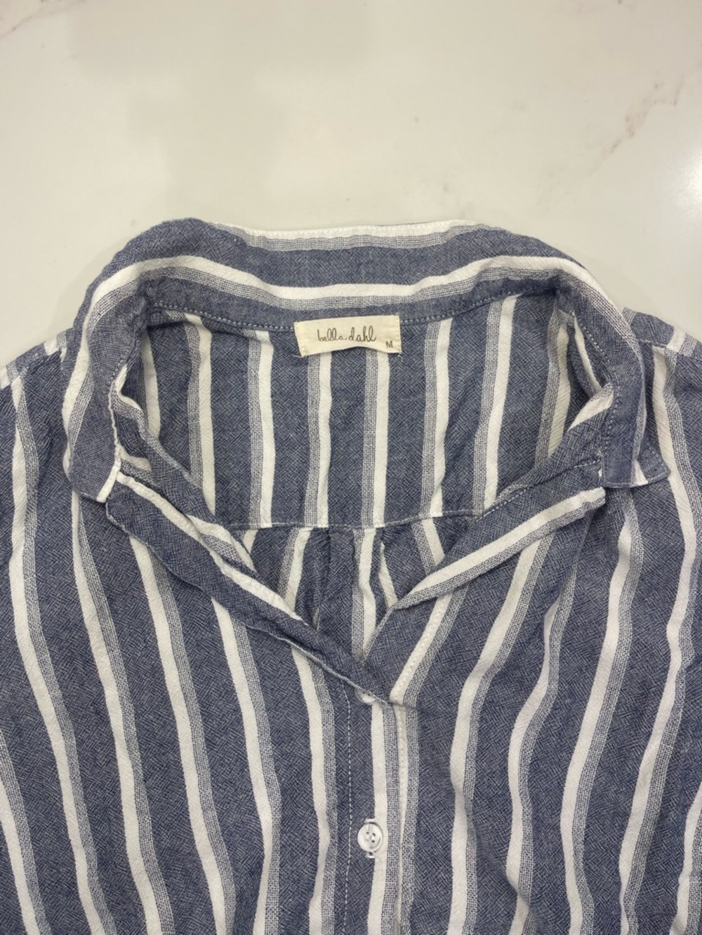 Like NEW! Bella Dahl Striped Button-Front Tie Hem Top - Blue & White - Picture 5 of 16